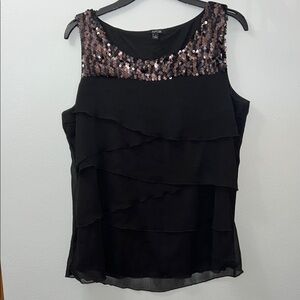 Apt. 9 Black and Gold Sequin Tiered Tank Top